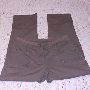 Chico's 2.5 Brown Taupe Convertible Pants Cargo Pocket Fits Size 14